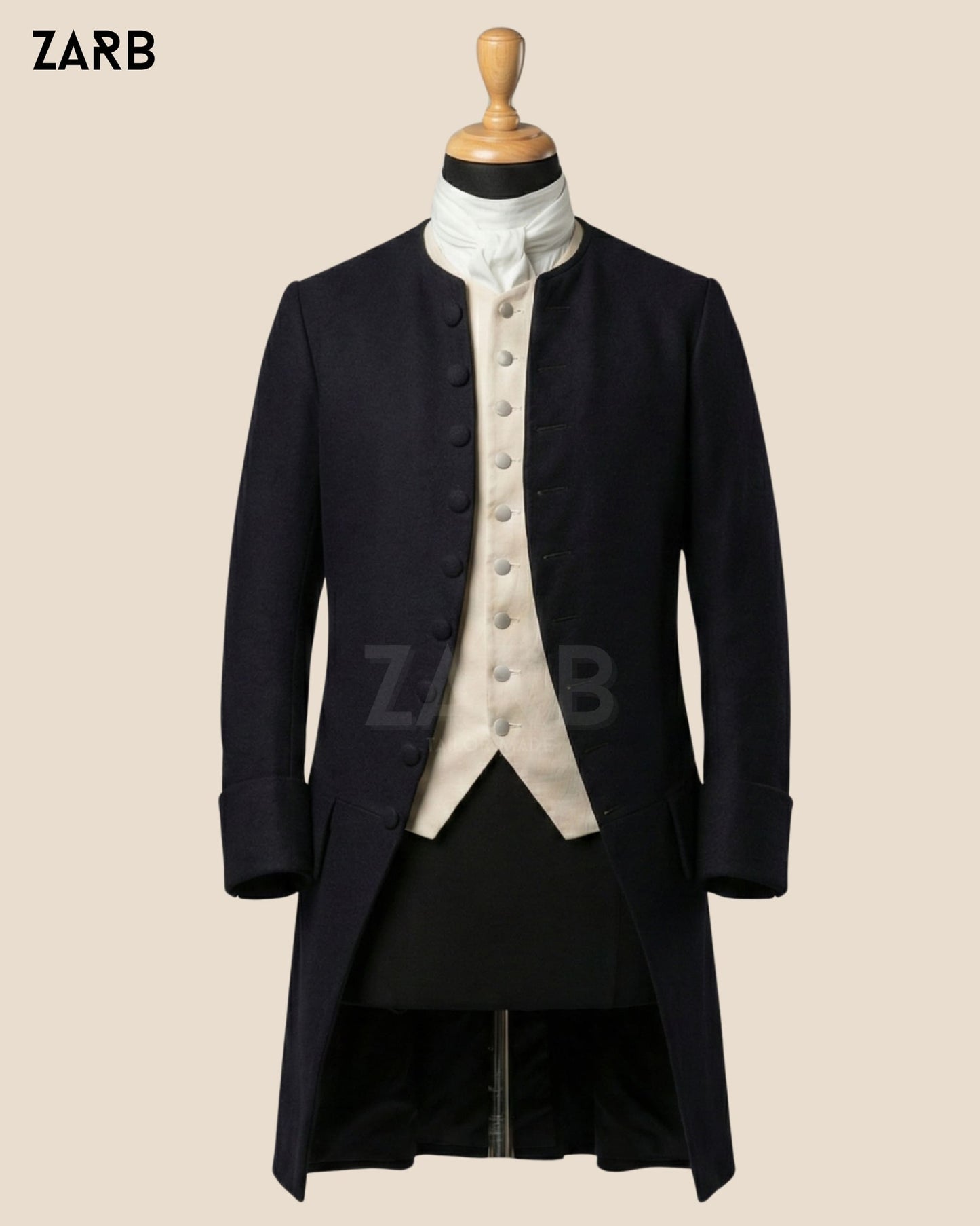 Men’s Black Colonial Frock Coat – 18th Century Revolutionary War Style Coat | Bespoke Tailored ZARB Officials
