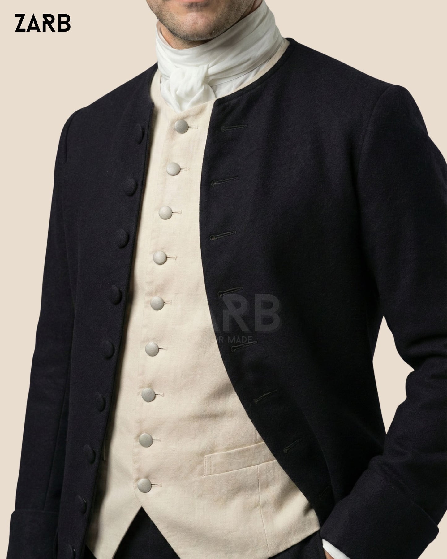 Men’s Black Colonial Frock Coat – 18th Century Revolutionary War Style Coat | Bespoke Tailored ZARB Officials