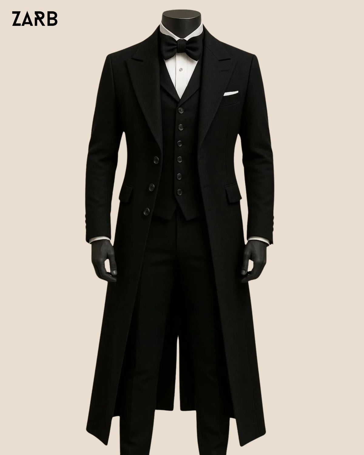 Men’s Black Gothic Victorian Tailcoat Suit | Frock Coat Wedding Outfit | Bespoke Tailored ZARB Officials