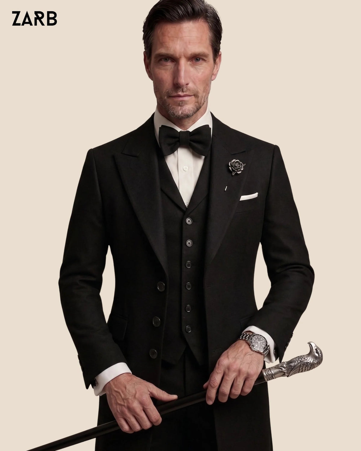 Men’s Black Gothic Victorian Tailcoat Suit | Frock Coat Wedding Outfit | Bespoke Tailored ZARB Officials