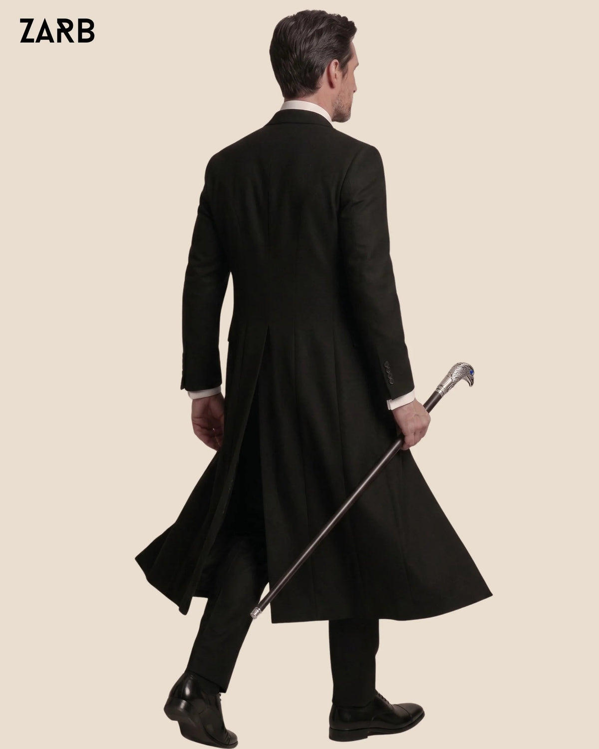 Men’s Black Gothic Victorian Tailcoat Suit | Frock Coat Wedding Outfit | Bespoke Tailored ZARB Officials