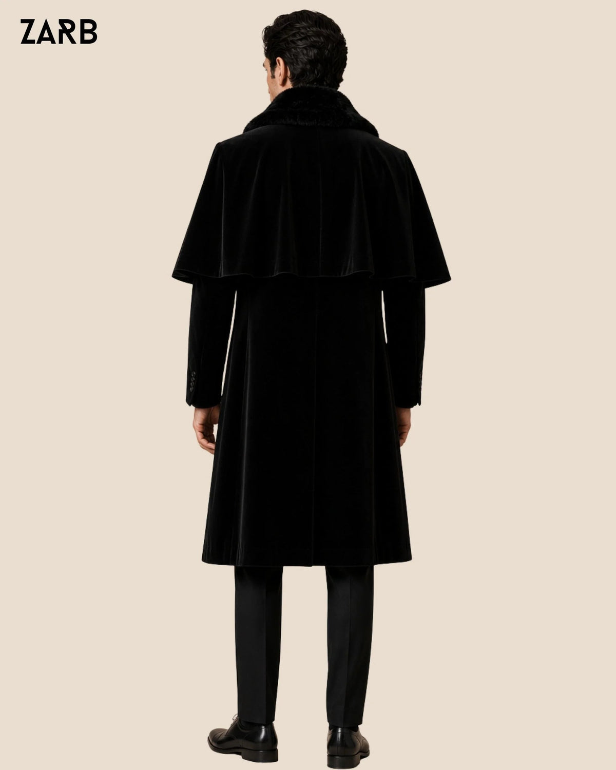 Men’s Black Velvet Regency Tailcoat with Fur Collar Cape | Bridgerton Style | Bespoke Tailored ZARB Officials