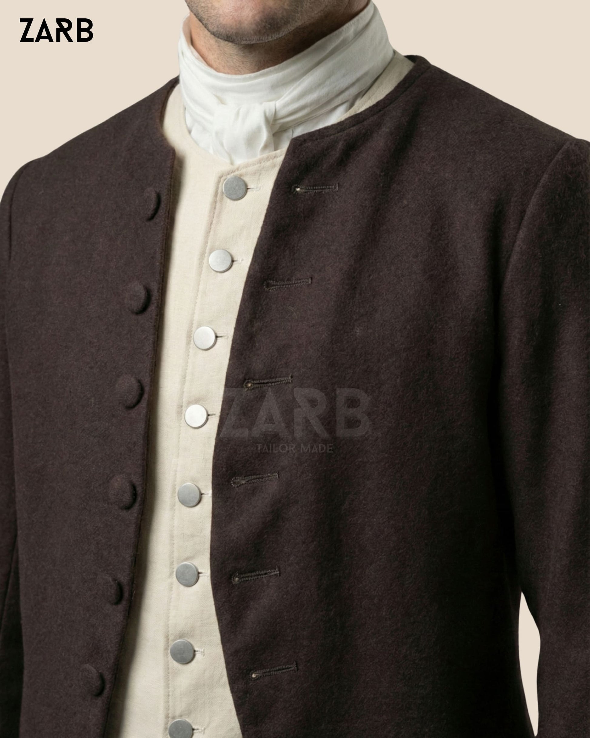 Men’s Brown Colonial Frock Coat – 18th Century Revolutionary War Style Coat | Bespoke Tailored ZARB Officials