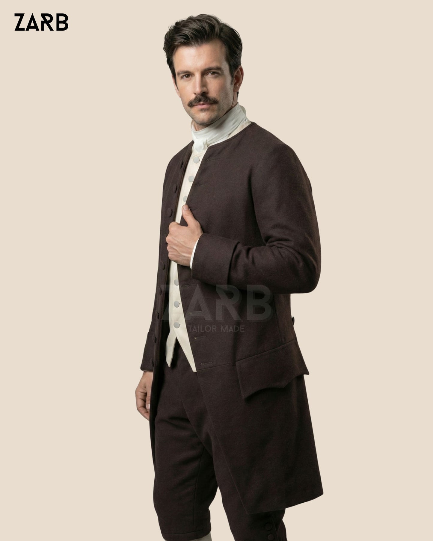 Men’s Brown Colonial Frock Coat – 18th Century Revolutionary War Style Coat | Bespoke Tailored ZARB Officials
