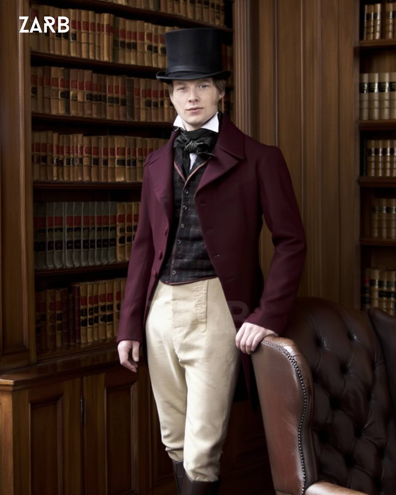Men’s Burgundy Wool Tailcoat – Bridgerton Regency Victorian Wedding Coat, Gothic Aristocrat Steampunk Frock Coat | Bespoke Tailored ZARB Officials