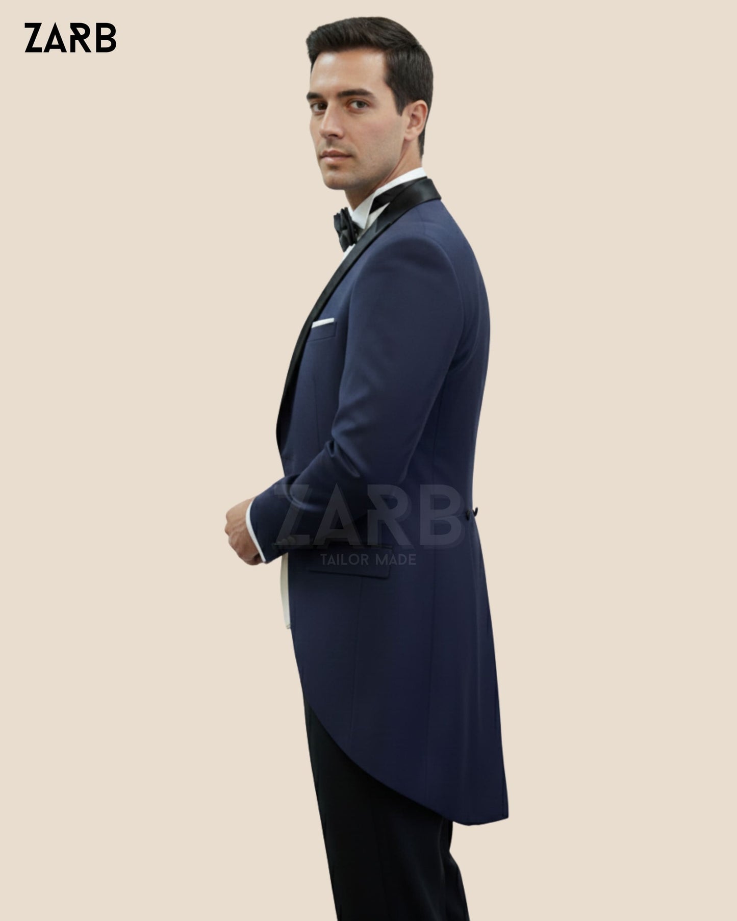 Men's Cutaway Morning Suit | Cutaway Jacket with Black Peak Lapel, Ivory Waistcoat & Black Trouser | Bespoke Tailored ZARB Officials