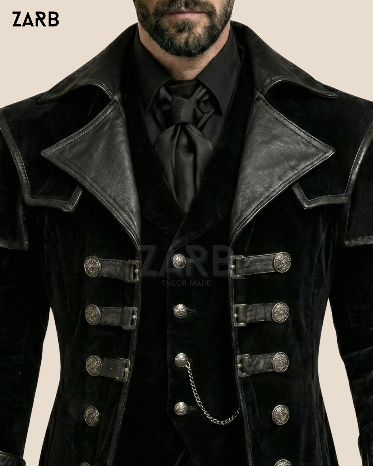 Men’s Gothic Velvet Long Coat – Steampunk Victorian Military Tailcoat | Vintage Regency Formal Coat | Bespoke Tailored ZARB Officials