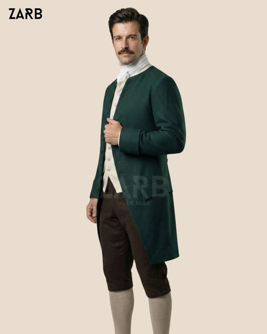 Men’s Green Colonial Frock Coat – 18th Century Historical Long Coat | Bespoke Tailored ZARB Officials