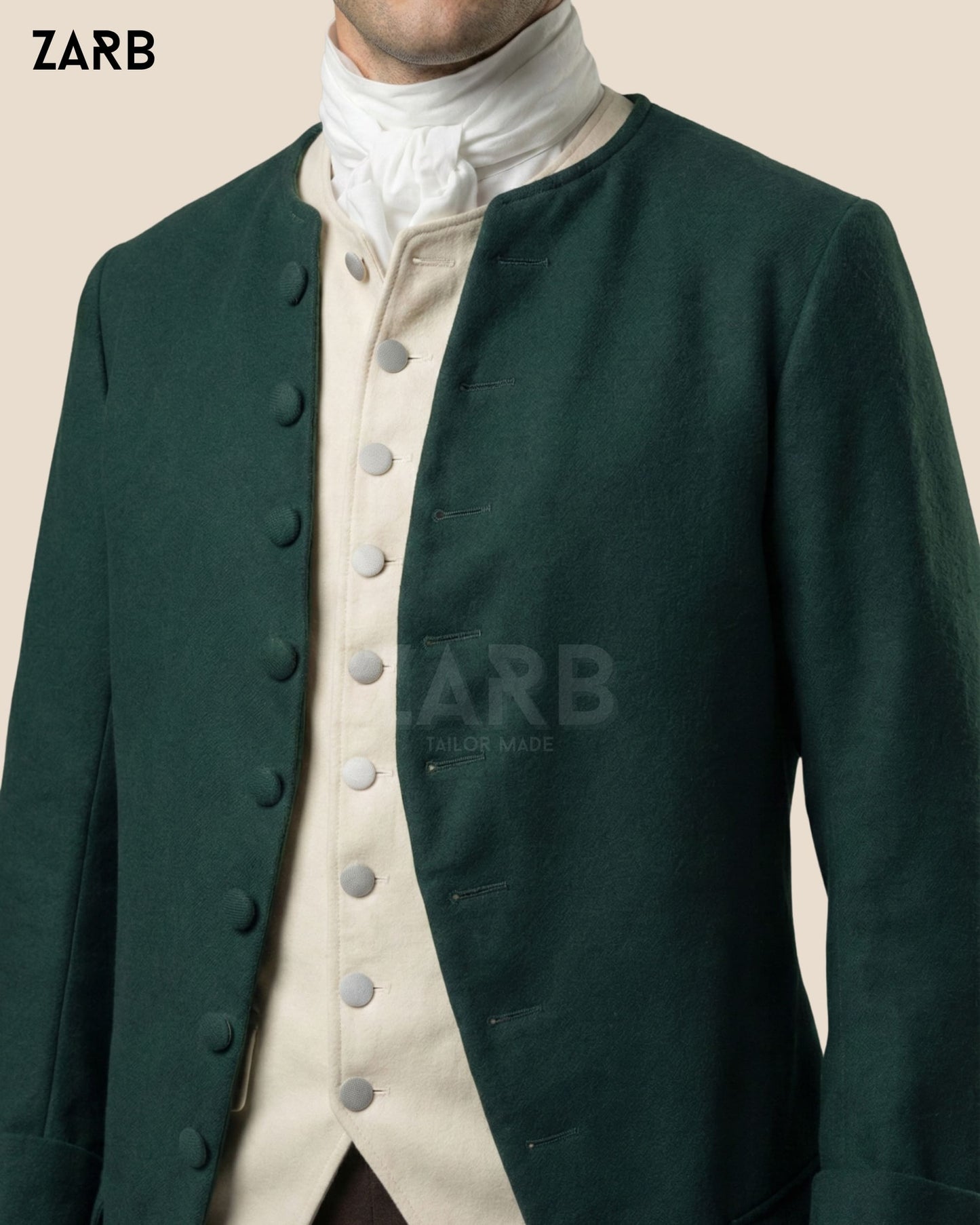 Men’s Green Colonial Frock Coat – 18th Century Historical Long Coat | Bespoke Tailored ZARB Officials