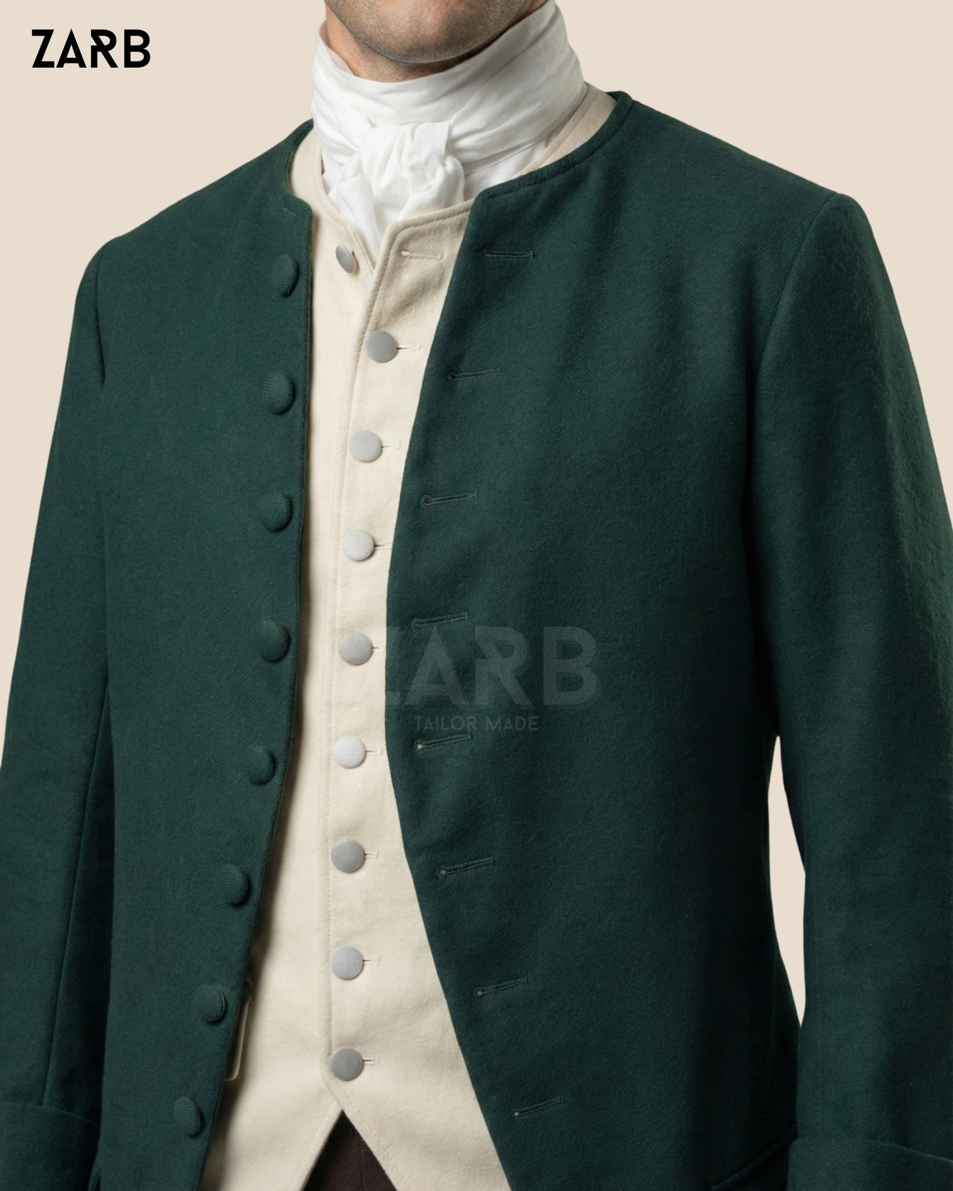 Men’s Green Colonial Frock Coat – 18th Century Historical Long Coat | Bespoke Tailored ZARB Officials