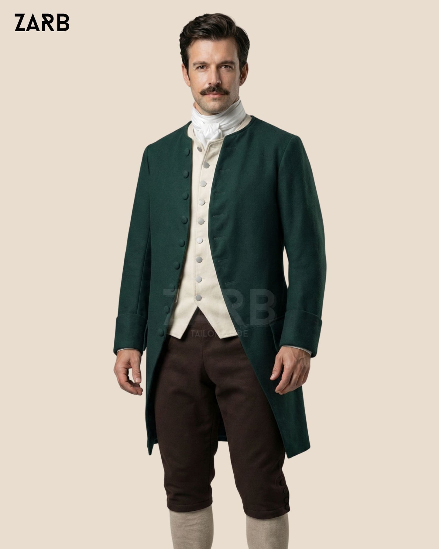 Men’s Green Colonial Frock Coat – 18th Century Historical Long Coat | Bespoke Tailored ZARB Officials