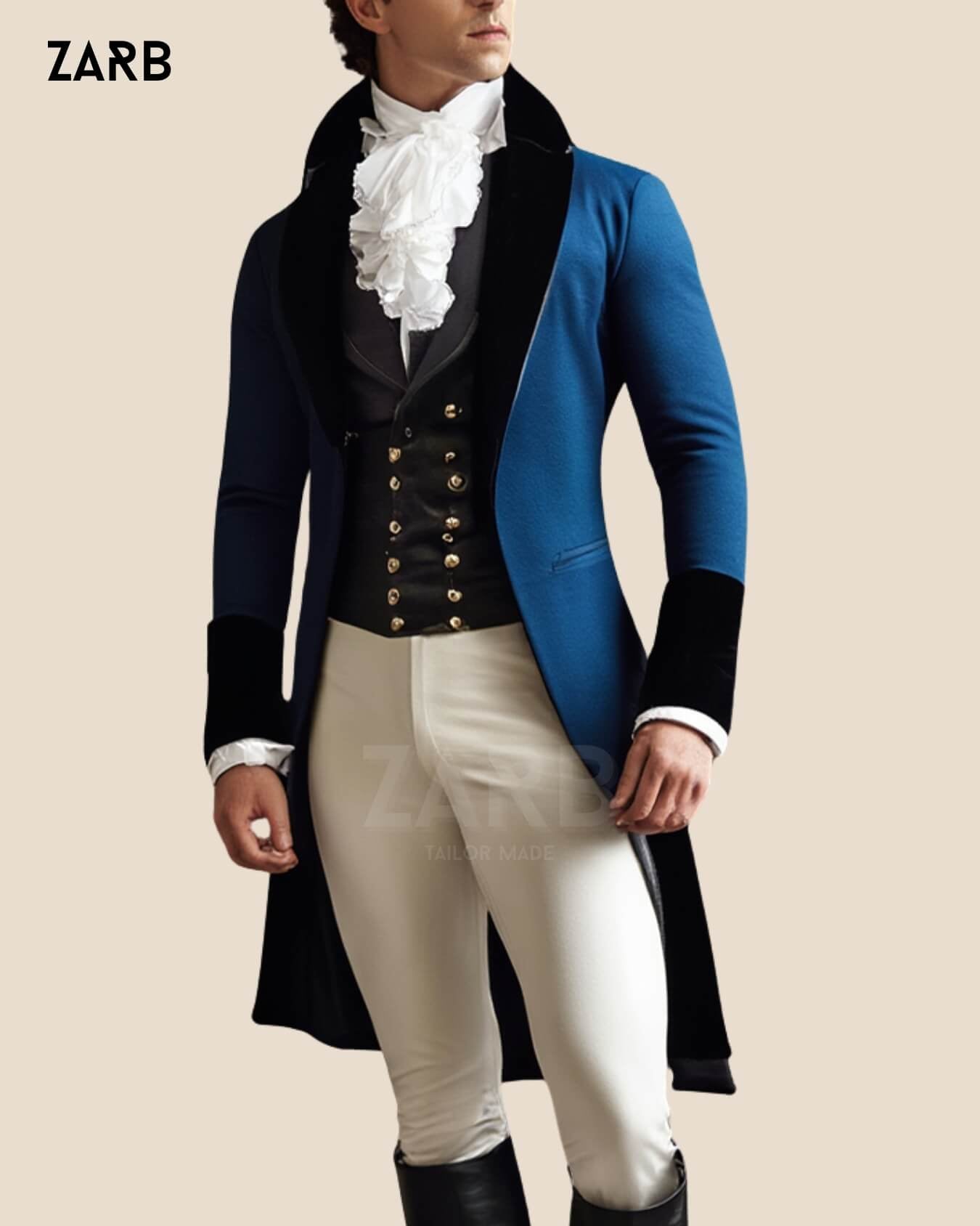 Men’s Navy Blue Wool Tailcoat – Bridgerton Regency Victorian Wedding Coat, Gothic Aristocrat Steampunk Frock Coat | Bespoke Tailored ZARB Officials