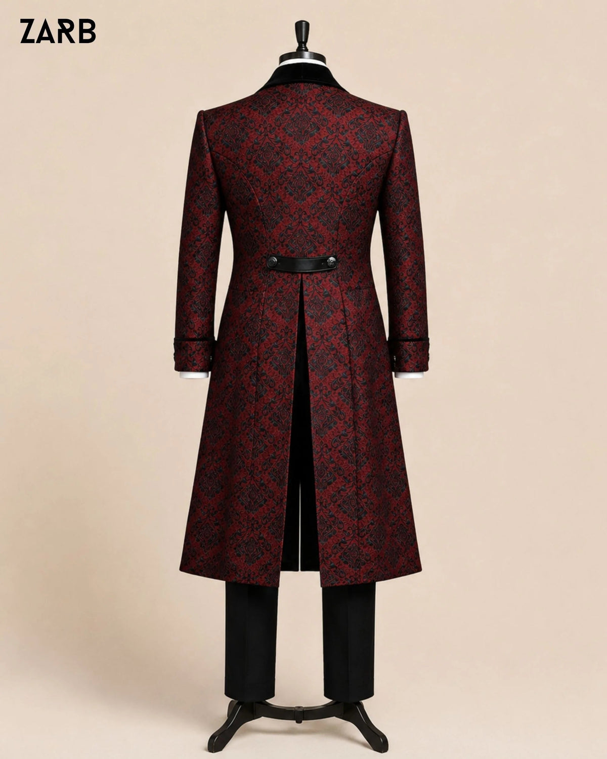 Men’s Red & Black Brocade Gothic Victorian Tailcoat | Wedding Groom Suit | Bespoke Tailored ZARB Officials