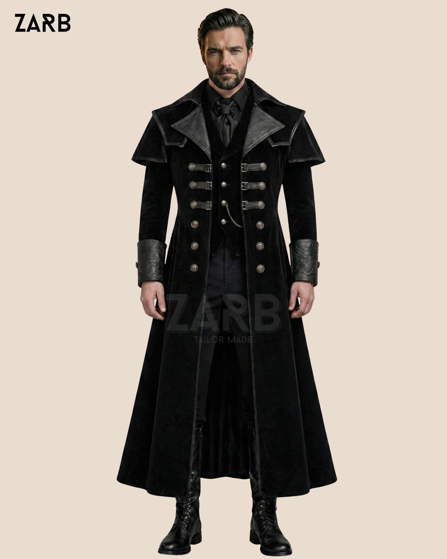 mens black gothic long coat victorian style