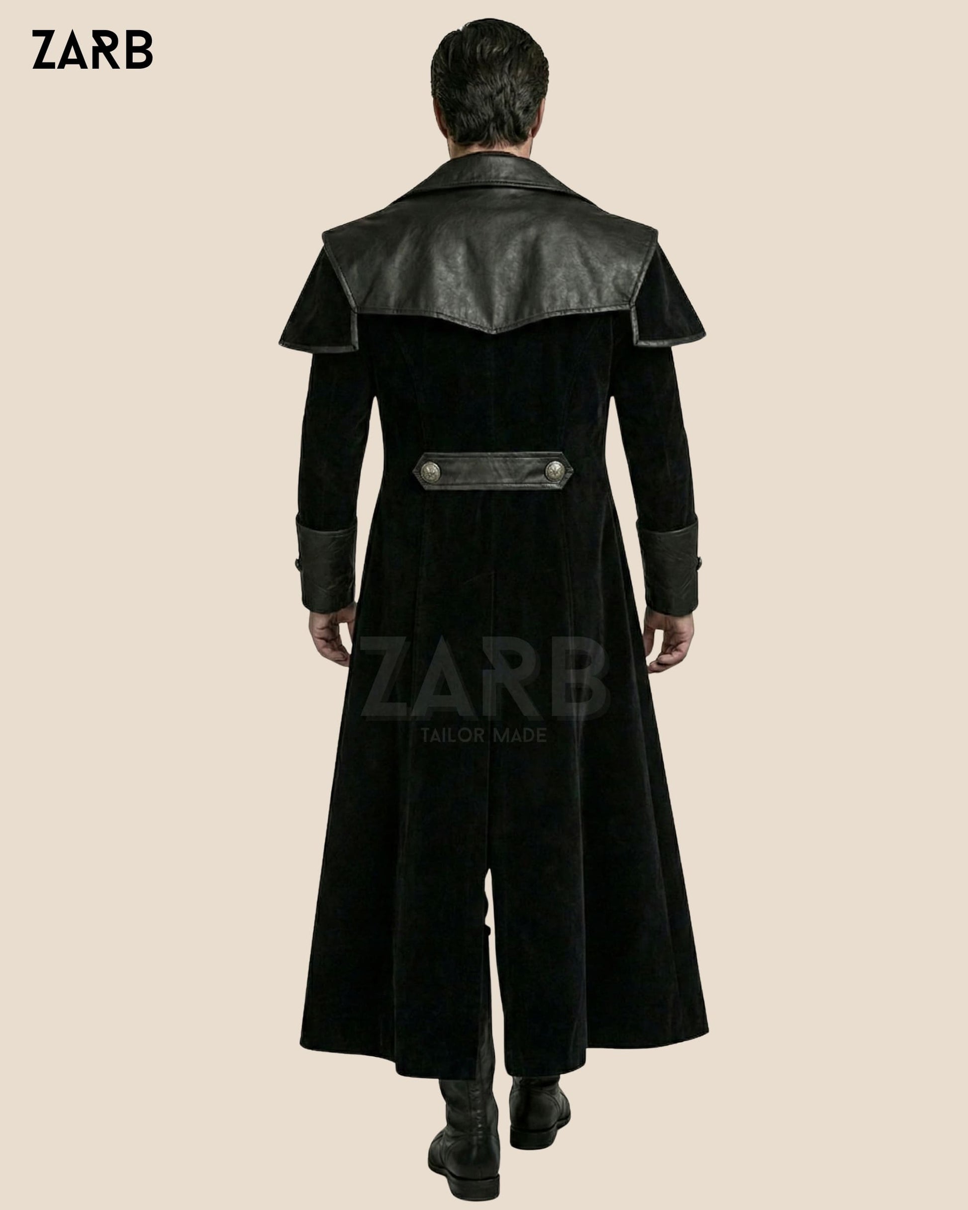 mens gothic aristocrat long coat black velvet