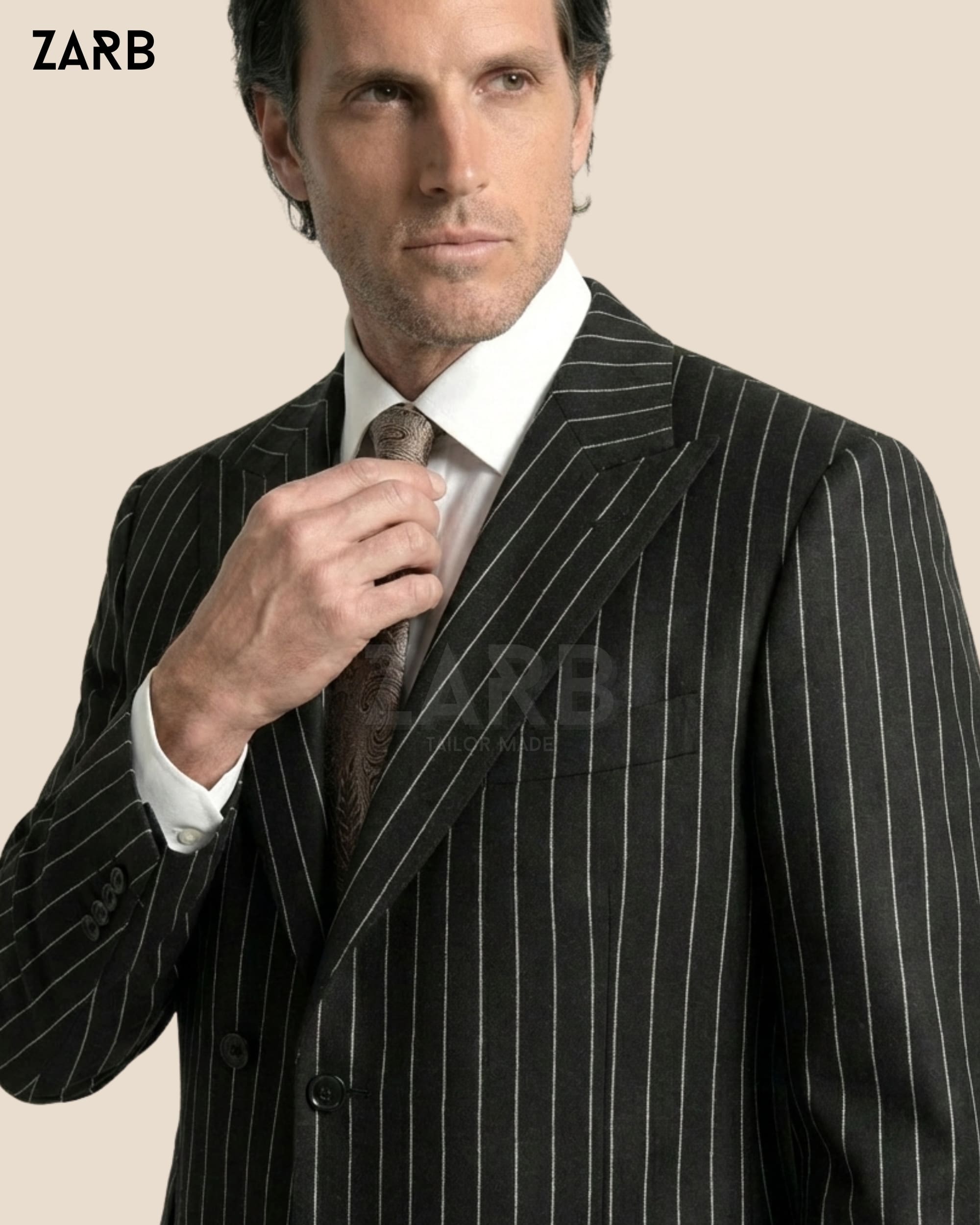 Black Pinstripe Long Coat – Vintage Gentleman Overcoat | Peaky