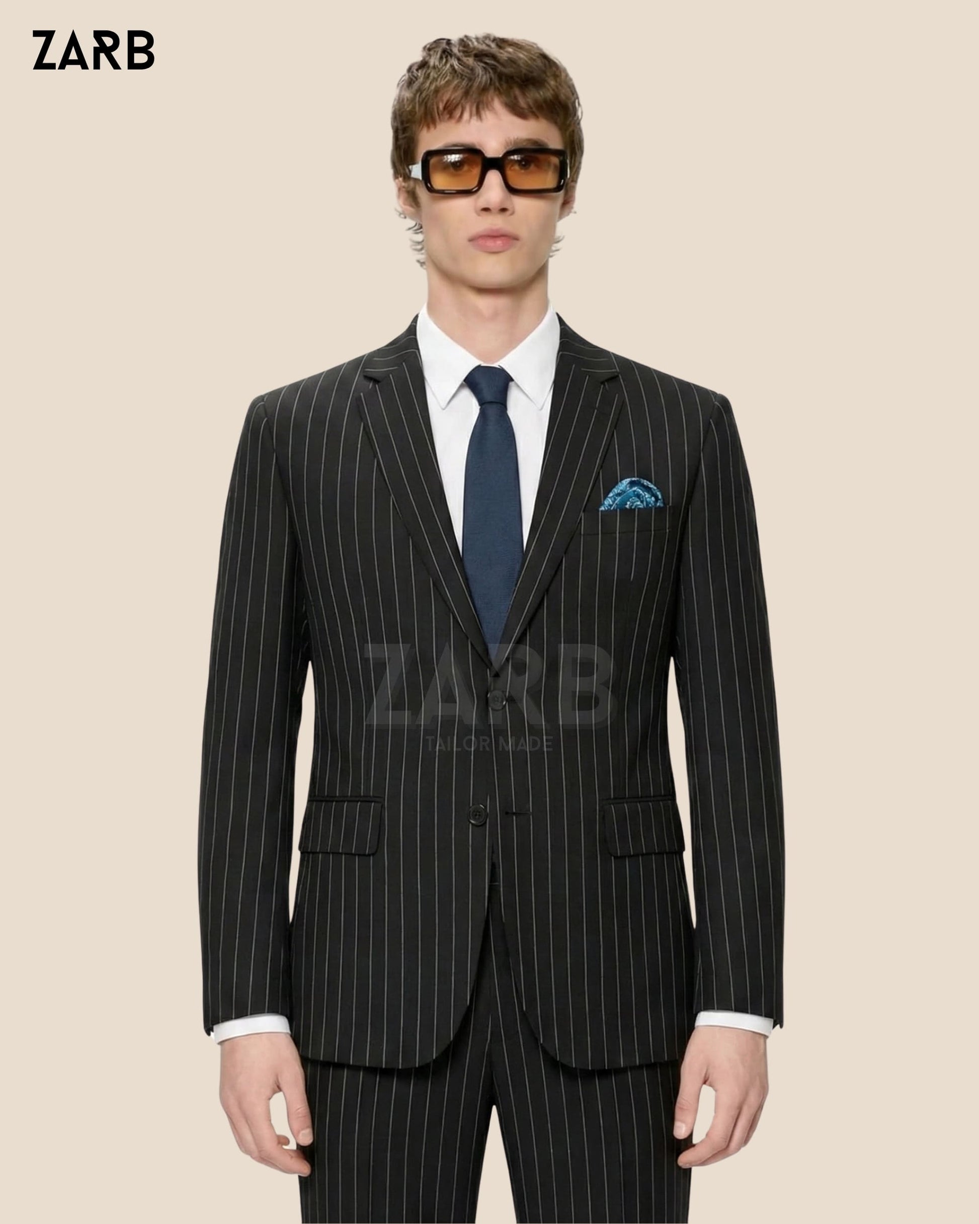 vintage style black pinstripe suit men formal wear